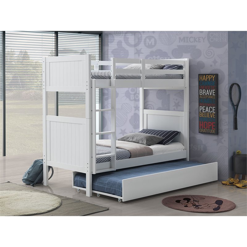 Orbelle Model 2022 Twin over Twin Modern Solid Wood Bunk Bed in White