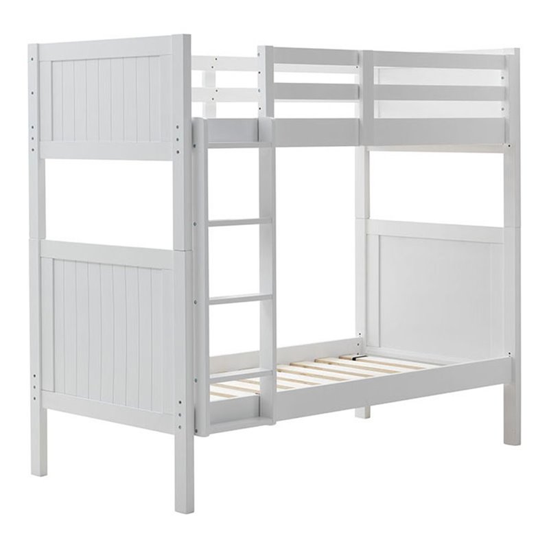 Orbelle Model 2022 Twin over Twin Modern Solid Wood Bunk Bed in White