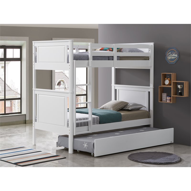 Orbelle Model 302 Twin over Twin Modern Solid Wood Bunk Bed in White