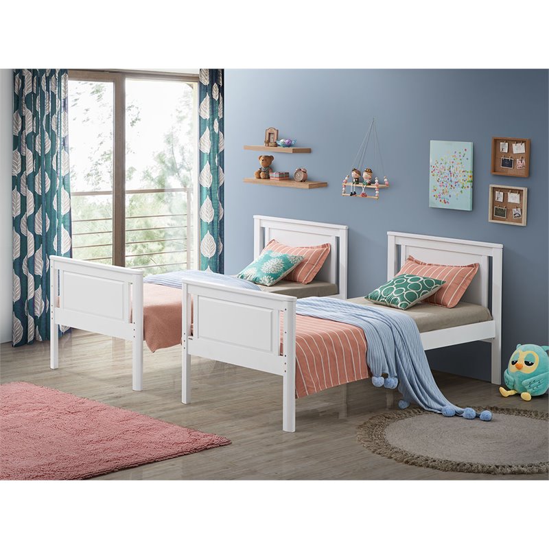 Orbelle Model 302 Twin over Twin Modern Solid Wood Bunk Bed in White