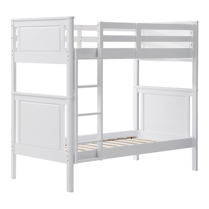 Orbelle Model 302 Twin over Twin Modern Solid Wood Bunk Bed in White