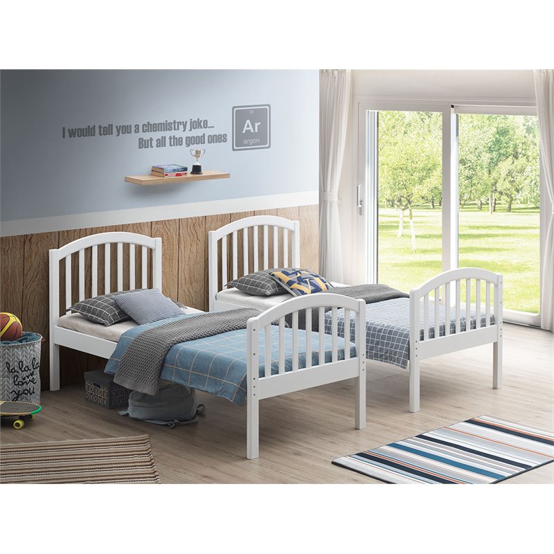 Orbelle Model 450 Twin over Twin Modern Solid Wood Bunk Bed in White