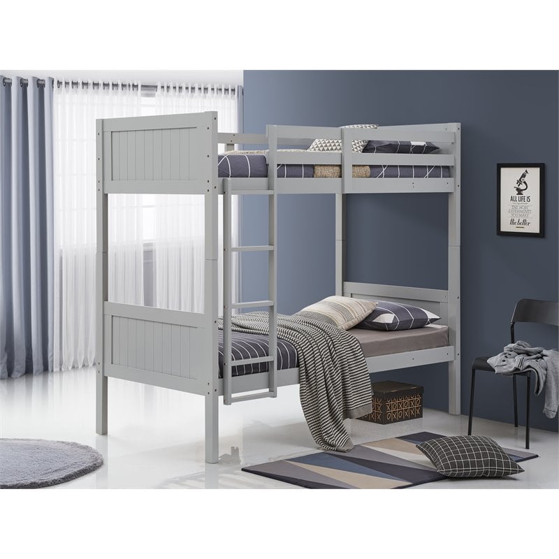 Orbelle Model 7278 Twin over Twin Modern Solid Wood Bunk Bed in Gray