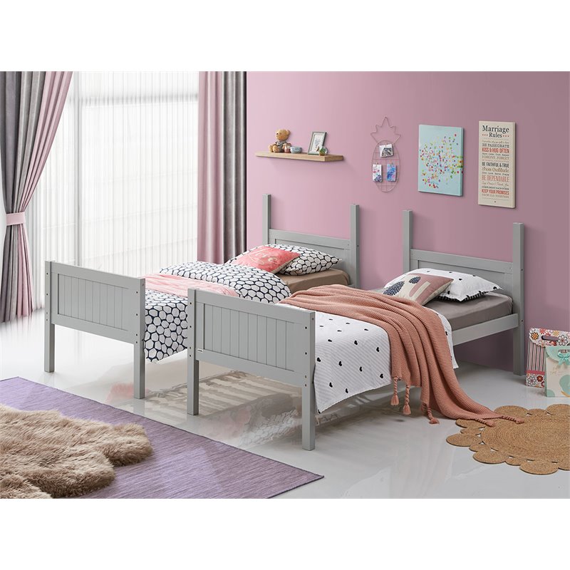 Orbelle Model 7278 Twin over Twin Modern Solid Wood Bunk Bed in Gray