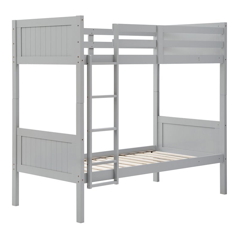 Orbelle Model 7278 Twin over Twin Modern Solid Wood Bunk Bed in Gray