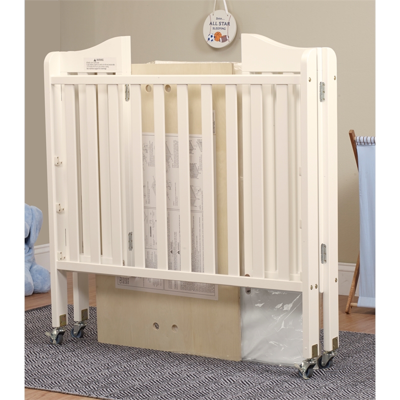 Orbelle Noa Three Level Modern Solid Wood Mini Portable Crib in French White