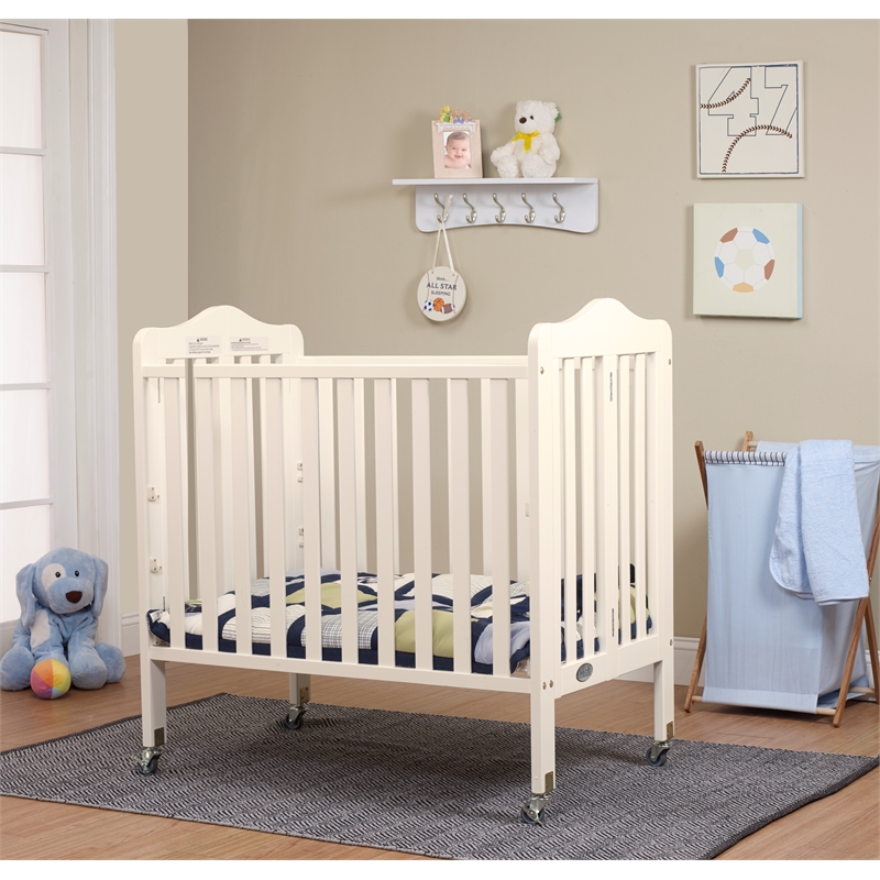 Orbelle Noa Three Level Modern Solid Wood Mini Portable Crib in French White