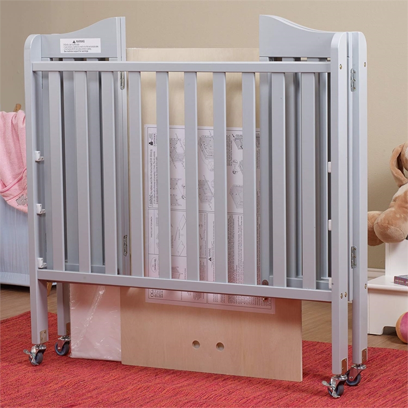 Orbelle Noa Three Level Modern Solid Wood Mini Portable Crib in Gray