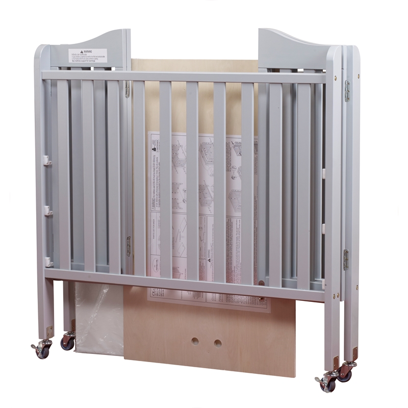 Orbelle Noa Three Level Modern Solid Wood Mini Portable Crib in Gray