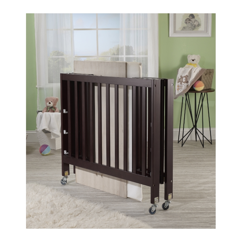 Orbelle Roxy Three Level Modern Solid Wood Mini Portable Crib in Espresso