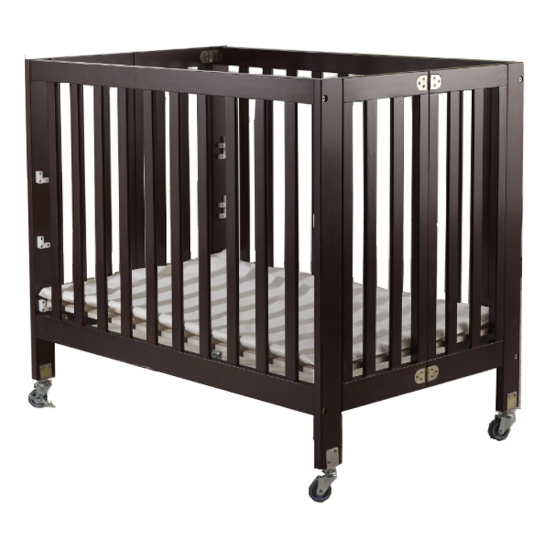 Orbelle Roxy Three Level Modern Solid Wood Mini Portable Crib in Espresso