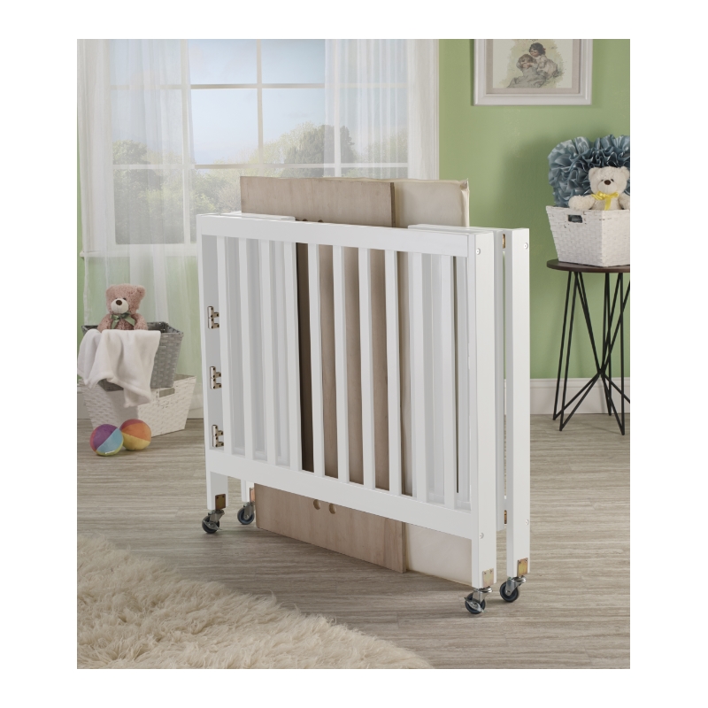 Orbelle Roxy Three Level Modern Solid Wood Mini Portable Crib in White