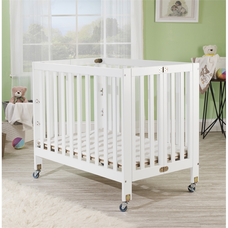 Orbelle Roxy Three Level Modern Solid Wood Mini Portable Crib in White