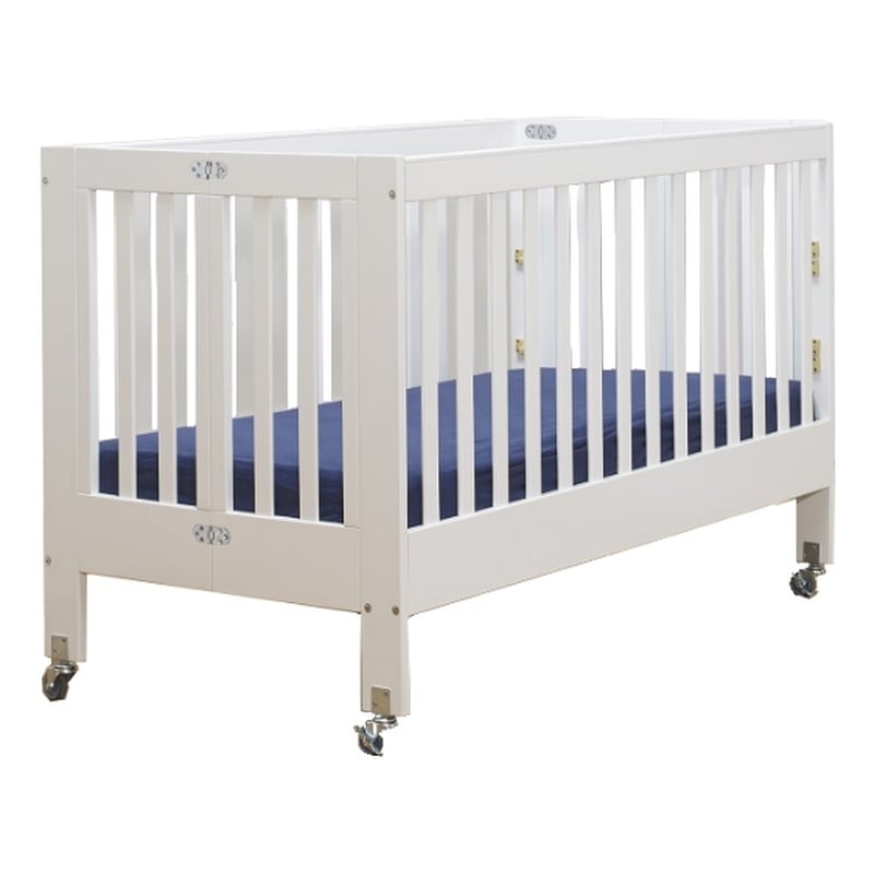 Orbelle Roxy Modern New Zealand Pine Solid Wood Full Size Portable Crib in White