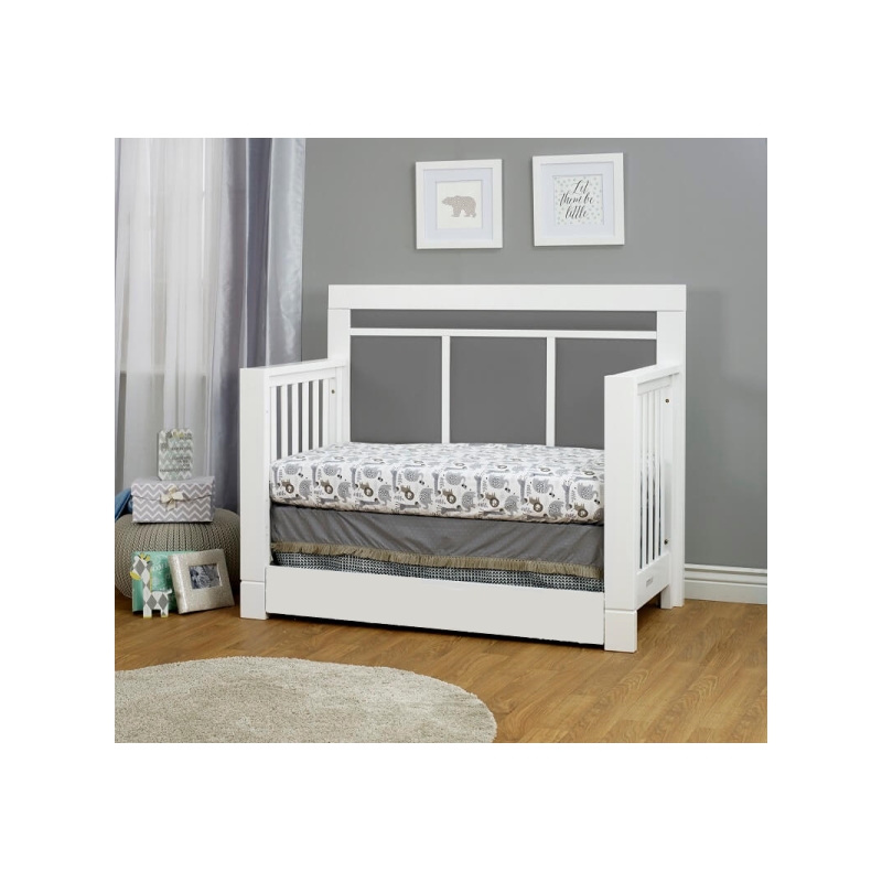 Orbelle Crystal Modern Solid Wood Convertible Crib with Gray Padding in White