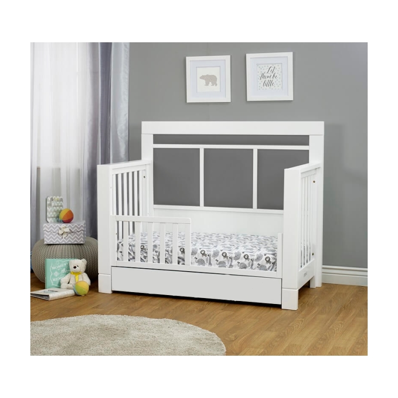 Orbelle Crystal Modern Solid Wood Convertible Crib with Gray Padding in White