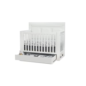 Orbelle Crystal Modern Solid Wood Convertible Crib with White Padding in White