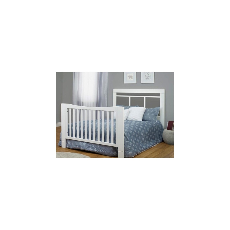 Orbelle Crystal Modern Solid Wood Convertible Crib with White Padding in White