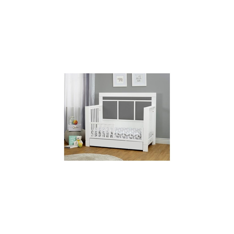 Orbelle Crystal Modern Solid Wood Convertible Crib with White Padding in White