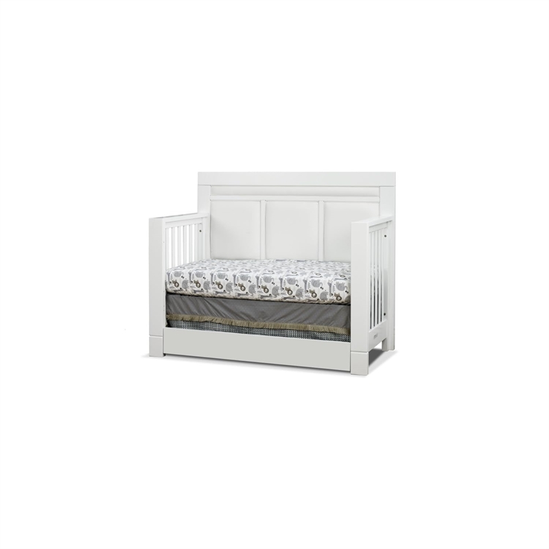 Orbelle Crystal Modern Solid Wood Convertible Crib with White Padding in White