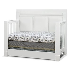 orbelle crystal modern solid wood convertible crib with white padding in white