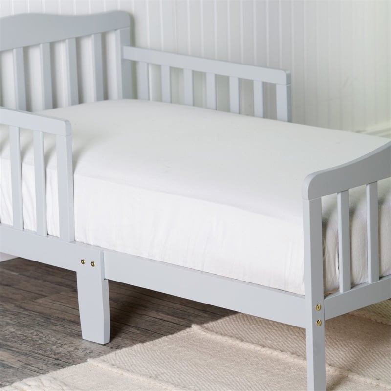 Orbelle Contemporary New Zealand Pine Solid Wood Toddler Bed in Gray