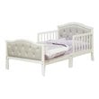 Orbelle Contemporary Solid Wood Toddler Bed in French White/Padded Gray