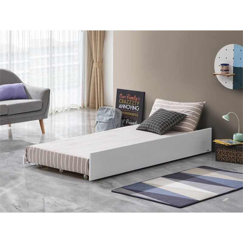 Orbelle Model 3739 Modern Solid Wood Trundle without Side Panels in White