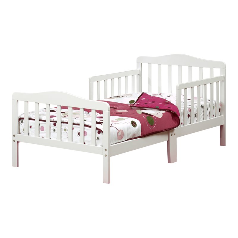 Orbelle Contemporary New Zealand Pine Solid Wood Toddler Bed in White