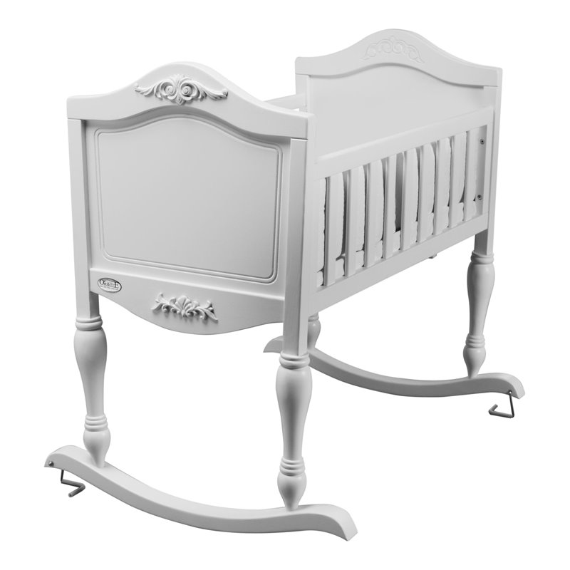Orbelle Gaga Modern New Zealand Pine Solid Wood Rocking Cradle in White