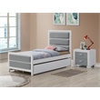Orbelle Teen Bed 1947 Solid Wood Bed with Silver Vinyl in White