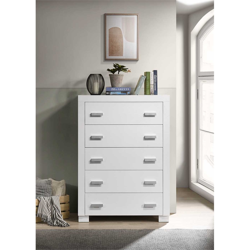 Orbelle 5 Drawer chest - Model 3005 - White