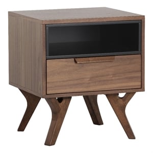 Brant House Idris 19.5&quot Modern Melamine and Rubberwood Nightstand in Brown