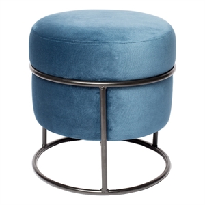 Brant House Baelin 15&quot Modern Polyester Fabric Ottoman in Navy Blue Sky