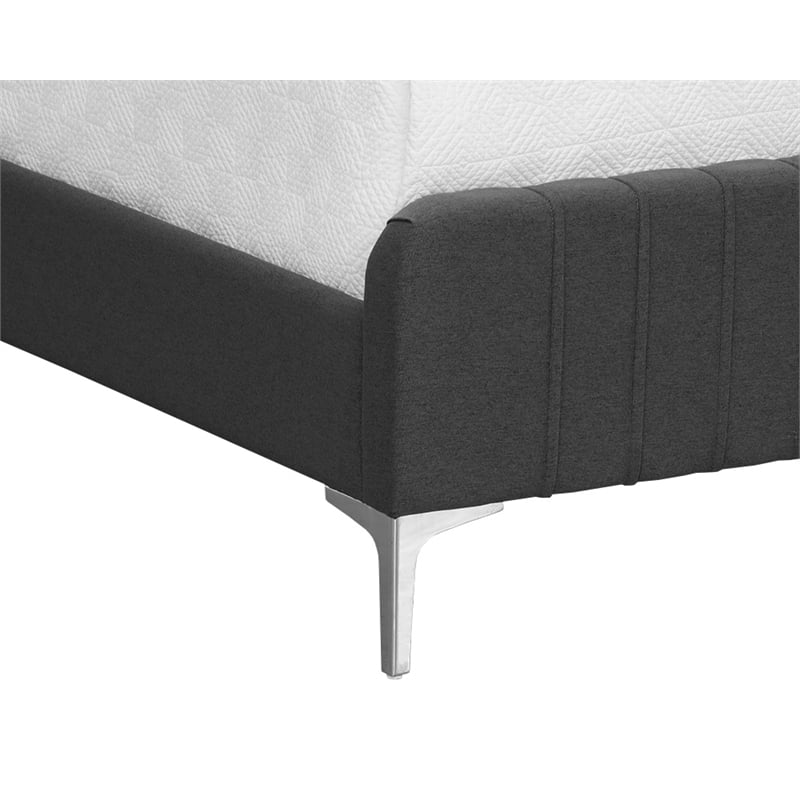 Brant House Heidi Fabric King Bed with Channel Tufted Headboard  in Dark Gray