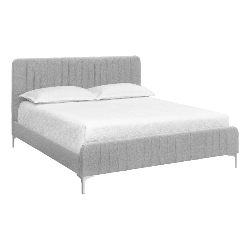Brant House Heidi Fabric King Bed with Channel Tufted Headboard in Light Gray
