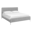Brant House Heidi Fabric King Bed with Channel Tufted Headboard in Light Gray