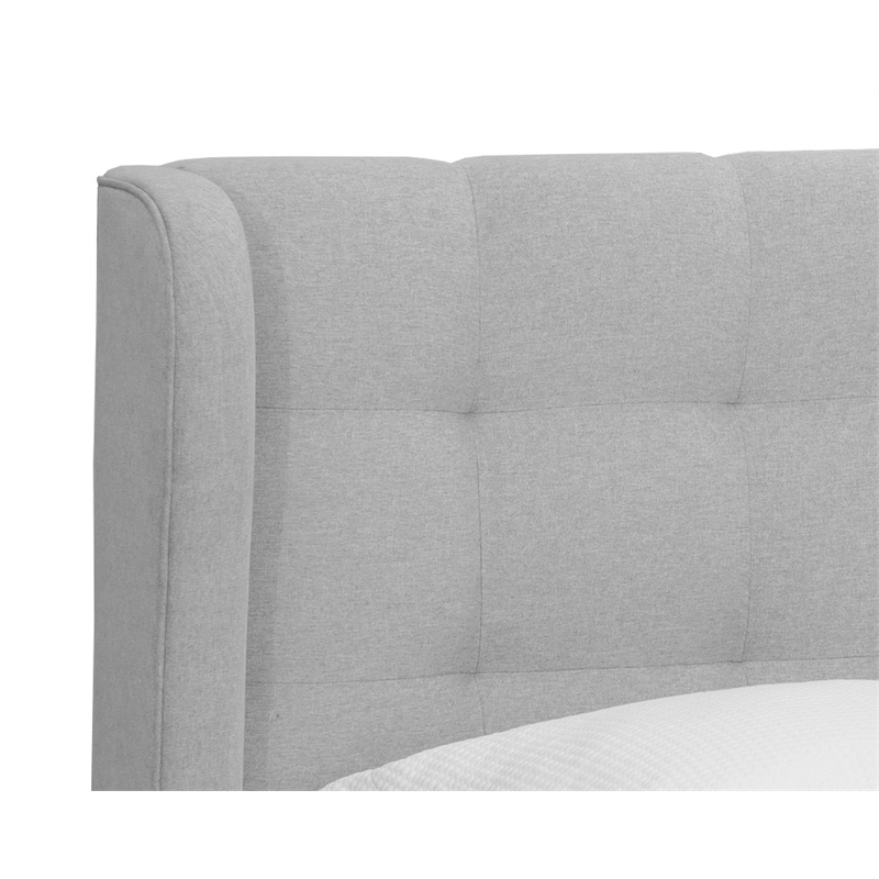 Brant House Viviana Fabric King Bed with Tufted Wingback Headboard in Light Gray