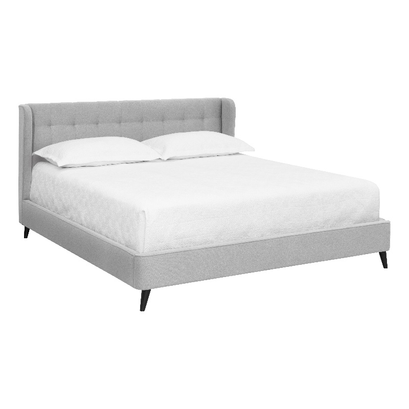 Brant House Viviana Fabric King Bed with Tufted Wingback Headboard in Light Gray