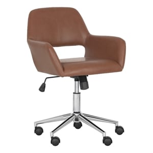 Brant House Alassio 34.25&quot Upholstered Faux Leather Office Chair in Brown