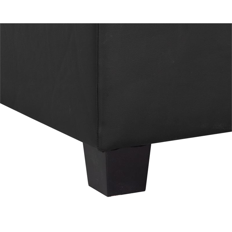 Brant House Aldo Faux Leather Storage Ottoman with Lift Top in Black