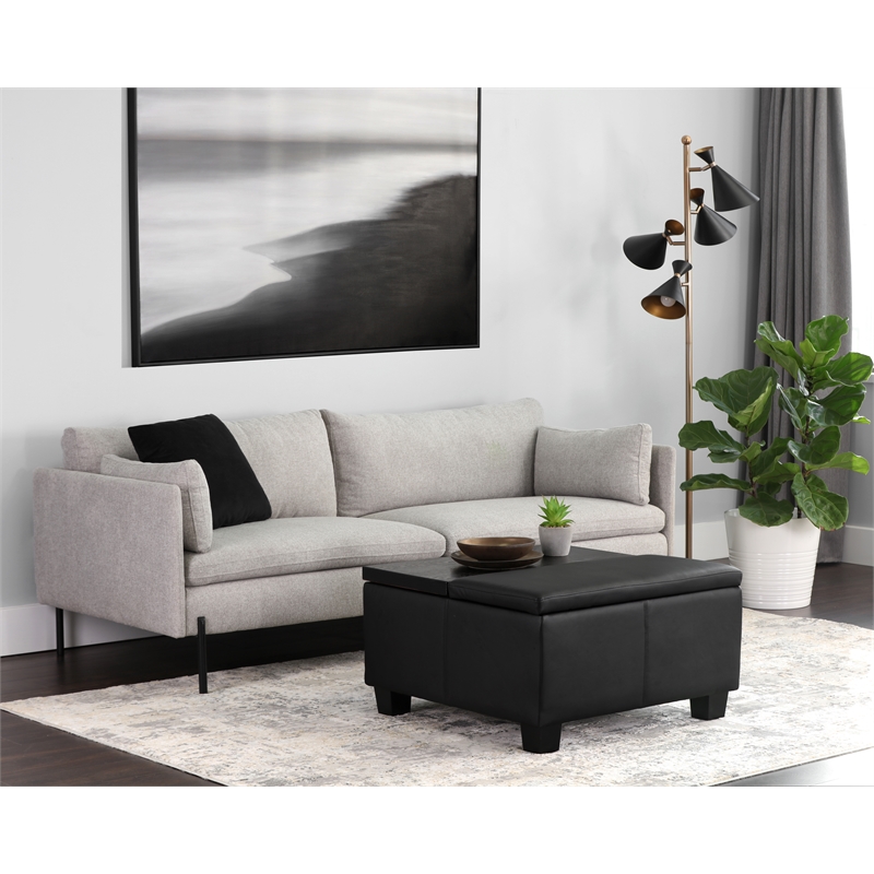 Brant House Aldo Faux Leather Storage Ottoman with Lift Top in Black