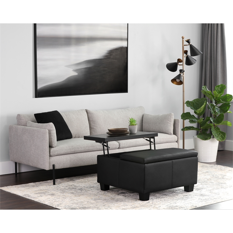 Brant House Aldo Faux Leather Storage Ottoman with Lift Top in Black