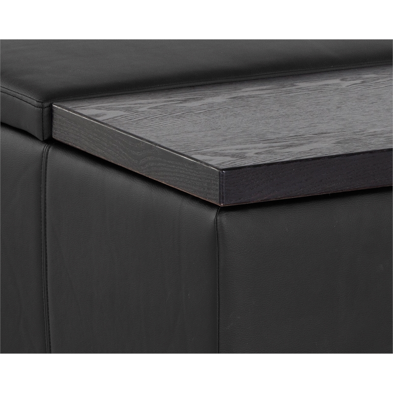 Brant House Aldo Faux Leather Storage Ottoman with Lift Top in Black