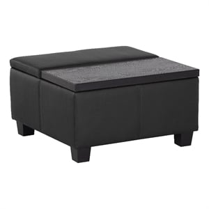 Brant House Aldo Faux Leather Storage Ottoman with Lift Top in Black