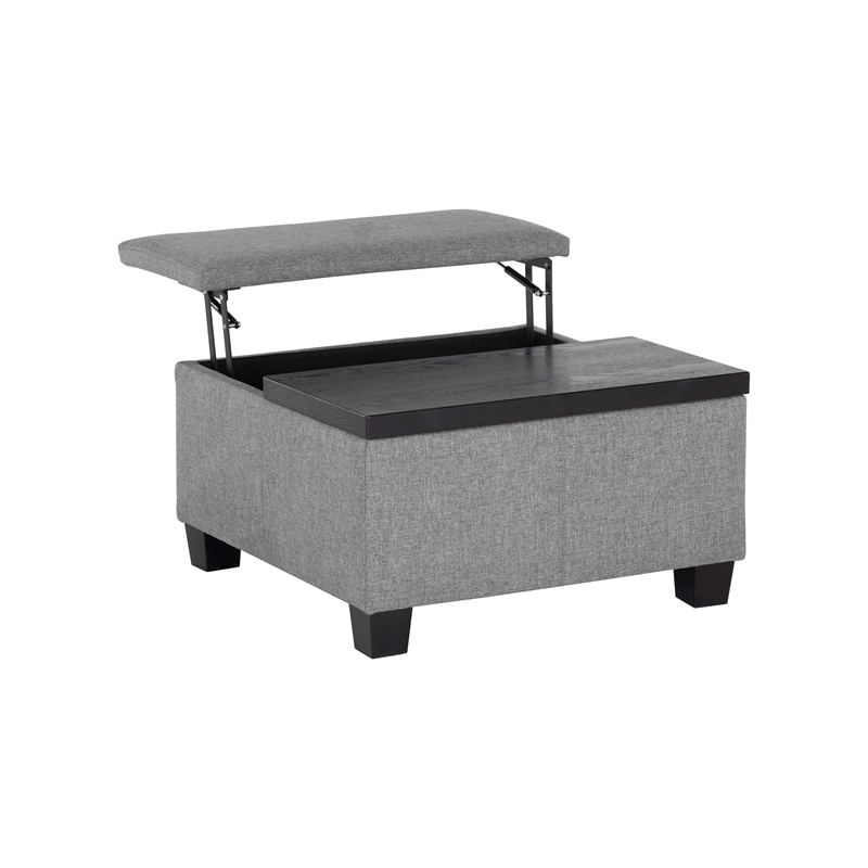 Brant House Aldo Fabric Storage Ottoman with Lift Top in Light Gray