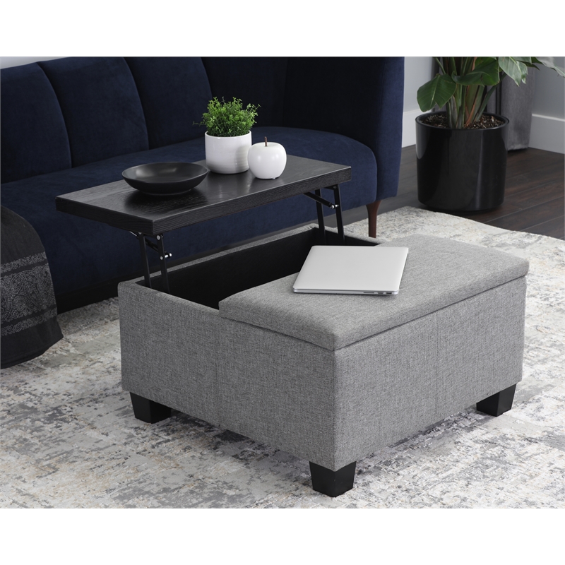 Brant House Aldo Fabric Storage Ottoman with Lift Top in Light Gray