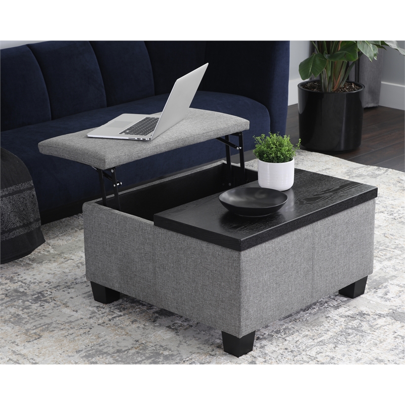 Brant House Aldo Fabric Storage Ottoman with Lift Top in Light Gray
