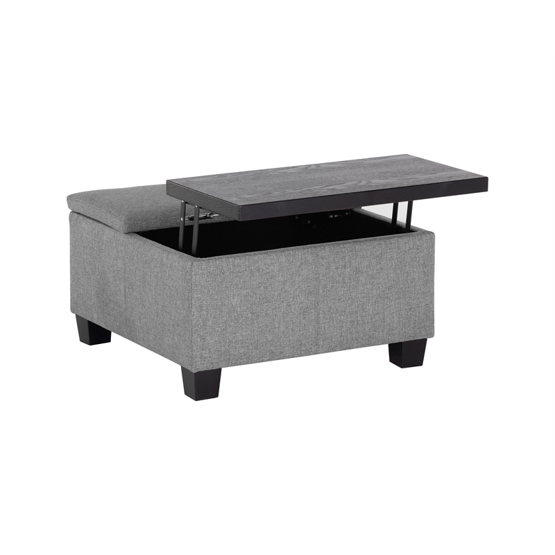 Brant House Aldo Fabric Storage Ottoman with Lift Top in Light Gray