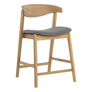 Brant House Haisley 24.25&quot Fabric & Wood Counter Stool in Natural/Dark Gray